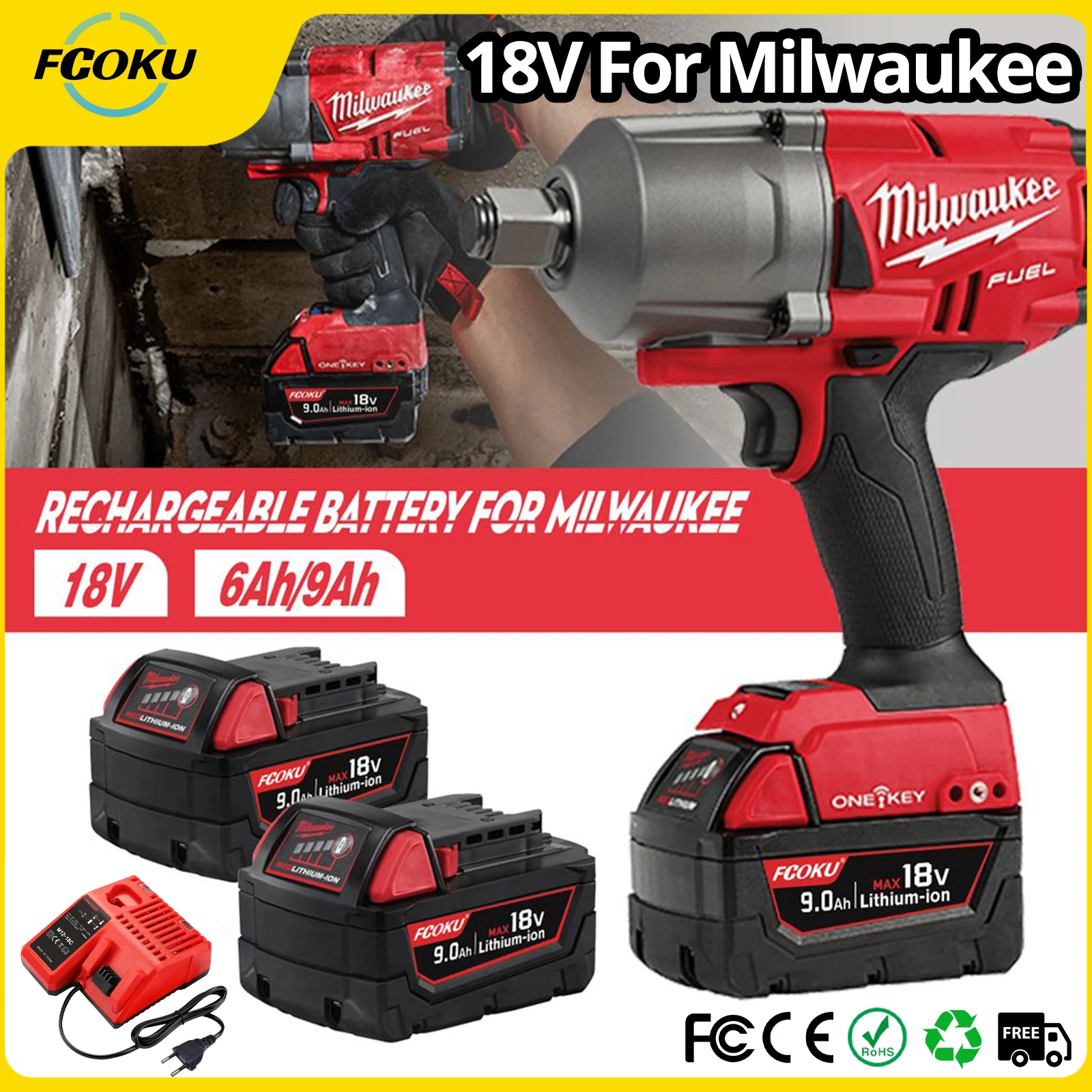 

Original 18V For Milwaukee 6.0Ah/9.0Ah M18 XC Lithium Battery 48-11-1860 48-11-1850 48-11-1840 48-11-1820 Power Tools Battery18V