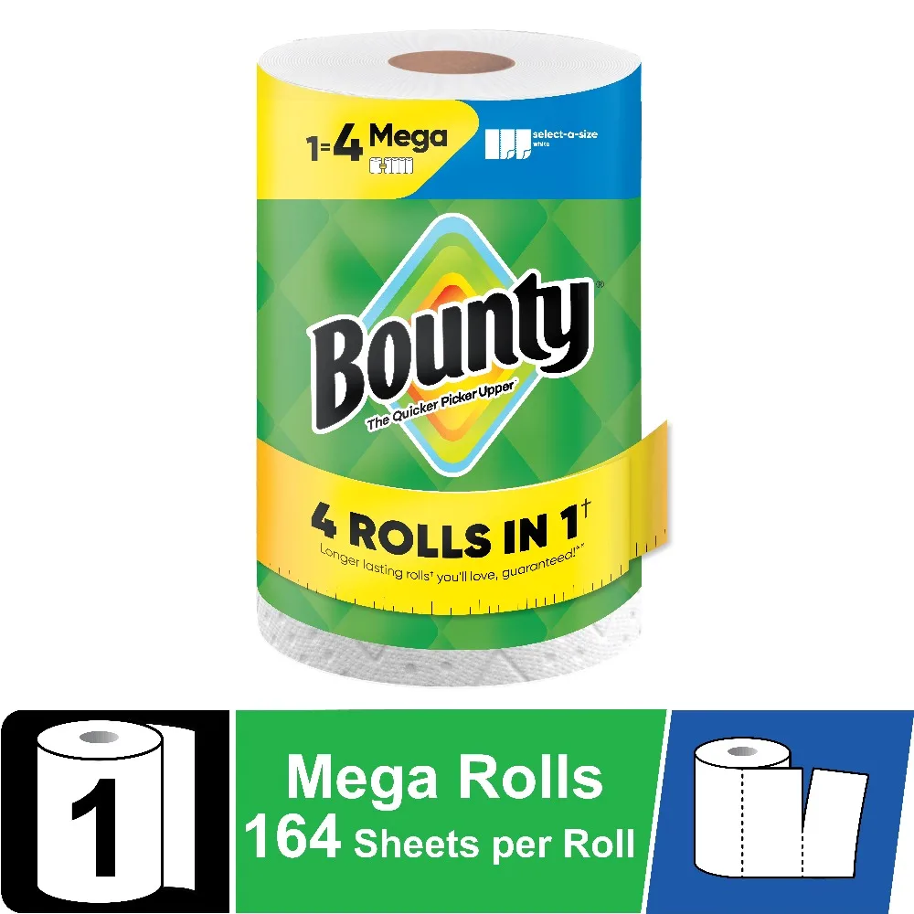 White Paper Towels Select A Size Mega Roll 1 Roll 164 Sheets per Roll