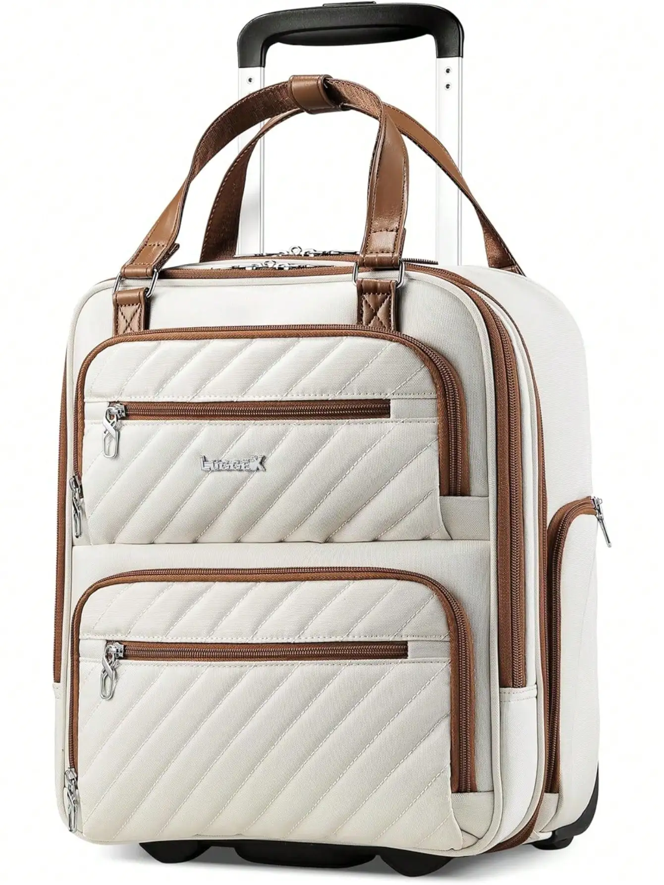 1pcs 16 Inch Underseat Carry On Luggage With Wheels, Stylish Lightweight Under Seat Luggage, Soft Sided Personal Item Suitcase For Short Trip