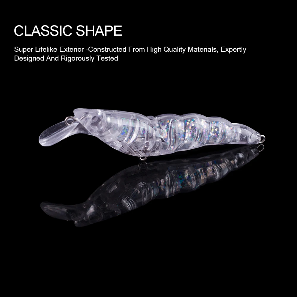 Hanlin 10/20pcs 10.5CM 11.5G Unpainted Shrimp Fishing Lure Minnow Baits Holographic Inside Artificial Hard Plastic Blanks Tackle