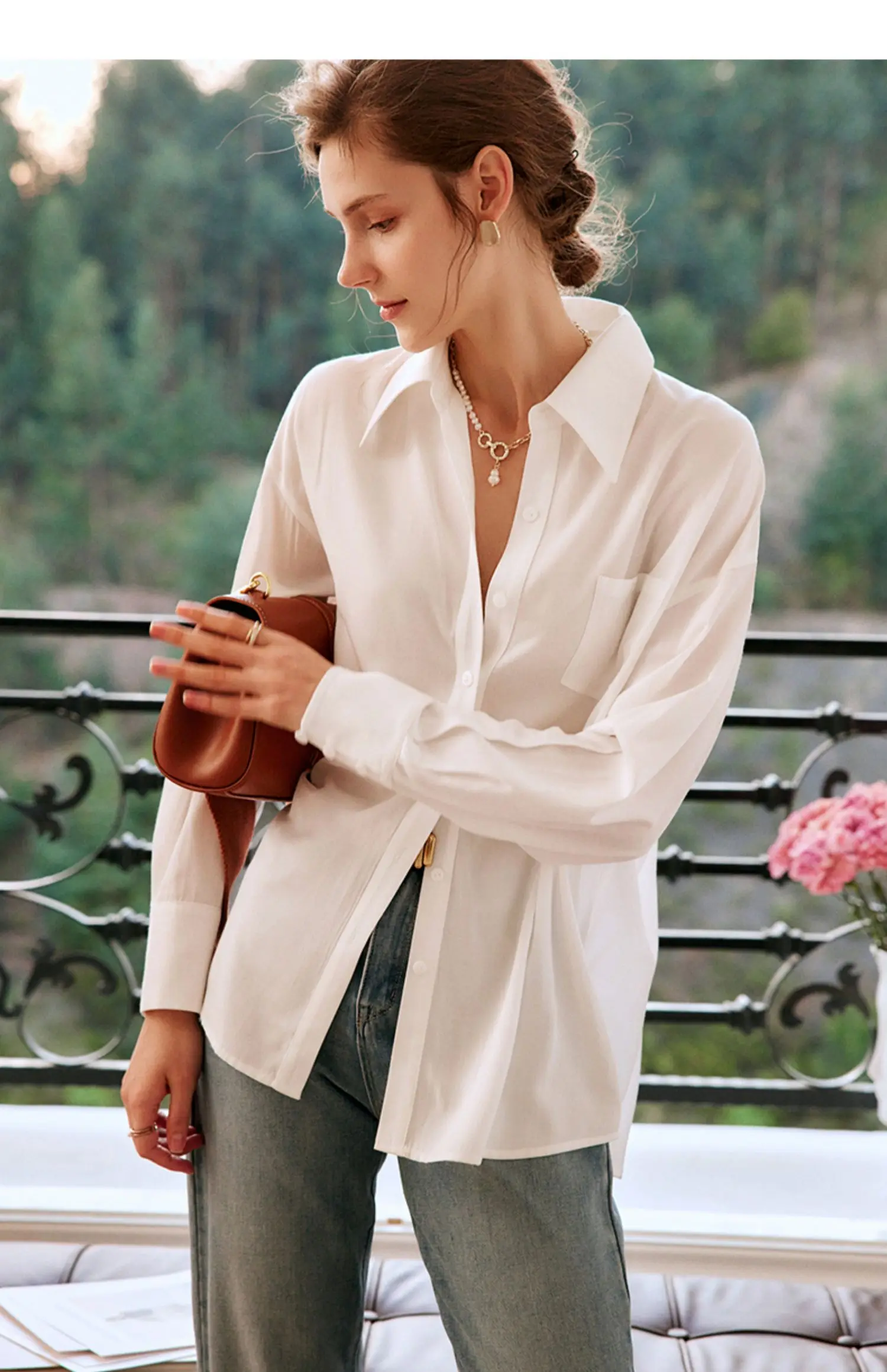 

OLrain, простая французская рубашка, женская осень 2024, новая однотонная стилая повседневная рубашка с длинным рукавом, однобортные женские топы O22CC60629