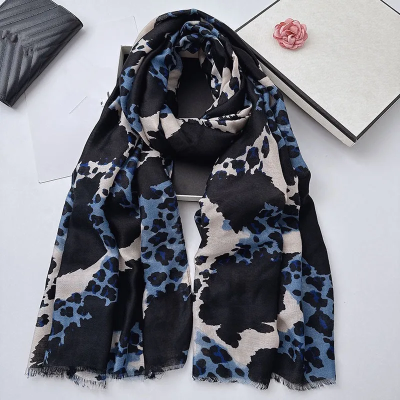 Women's Sexy Leopard Print Scarf Soft Viscose Blend Casual Wrap Vintage Style Warm Breathable Machine Washable for Everyday Use