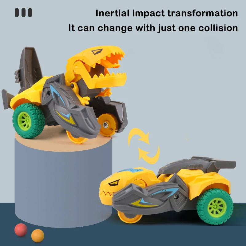 1 Piece Inertial Sliding One Step Action Collision Transform Tyrannosaurus Rex Vehicles Toy Dinosaur Car Deformation Car Toys