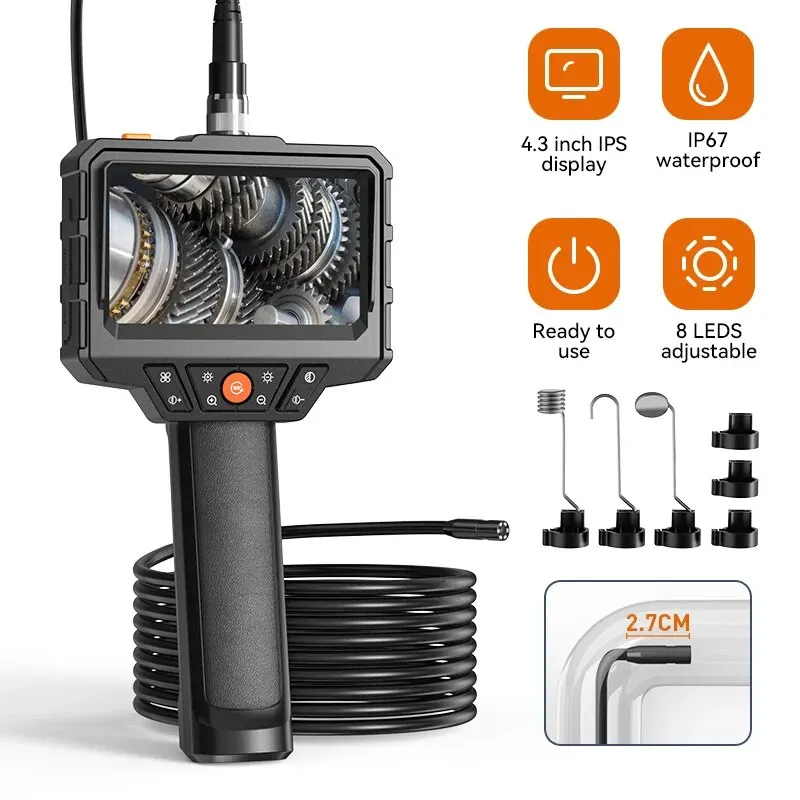 INSKAM 4.3 Inch IPS Screen Industrial Endoscope Camera HD1080P Single Lens Pipe Inspection Borescope for Checking Car Sewer
