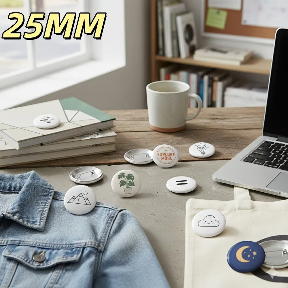 

25mm Custom Tin Badge Personalized Lapel Pin Customizable Logo Text Lightweight Durable Tinplate For Party Gift Bag Clothes Hat