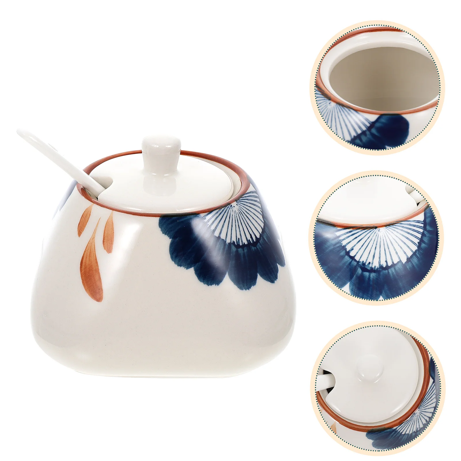 

Ceramic Jar with Lid Sealed Condiment Kitchen Small Spice Jars Salt Cute Seasoning Creative Tray