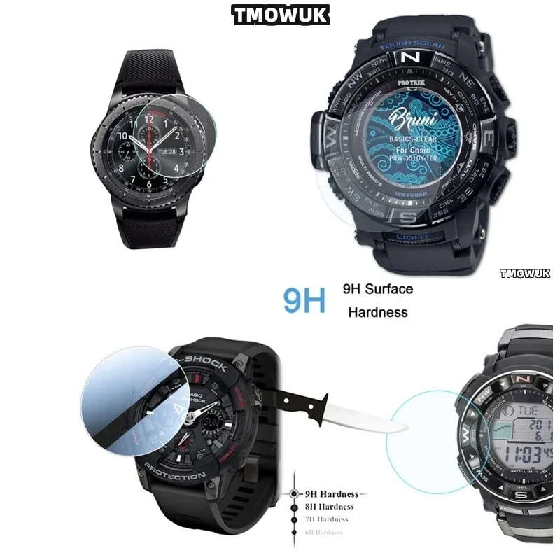 

For Casio GA100 6100 TR770 Pro-Trek EFR 303 GA-2200 GA-2100 GST-W300 9H Tempered Glass HD Clear Anti-Fingerprint Screen Film TMO