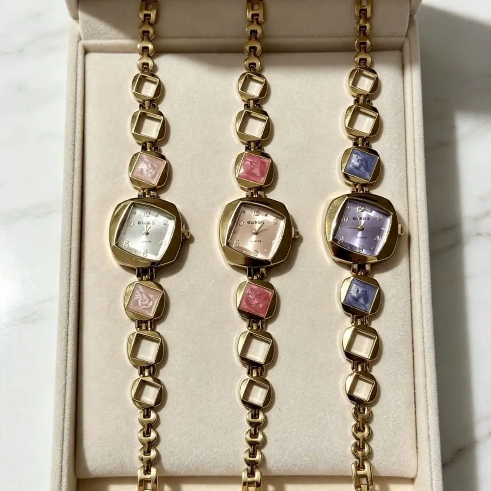 New Colored Gemstones Ladies Watch Elegant Rhombus Wristwatch Gift Luxury Bracelet Watch Women Girls