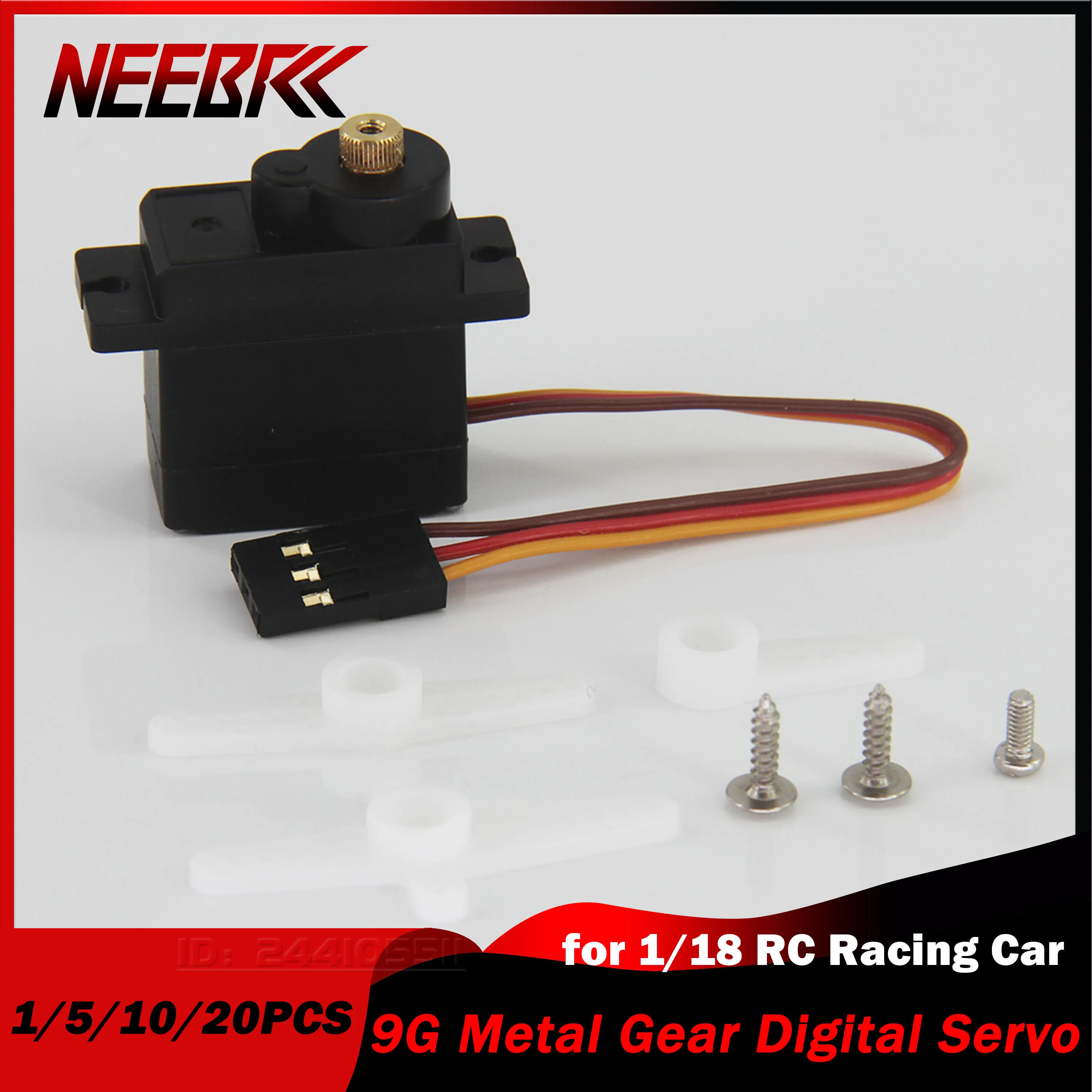 

NEEBRC 9G Micro Metal Gear Digital Servo Mini Motor 5V for 1/18 RC Racing Car Airplane Helicopter Wltoys Boat Robot Parts Toy