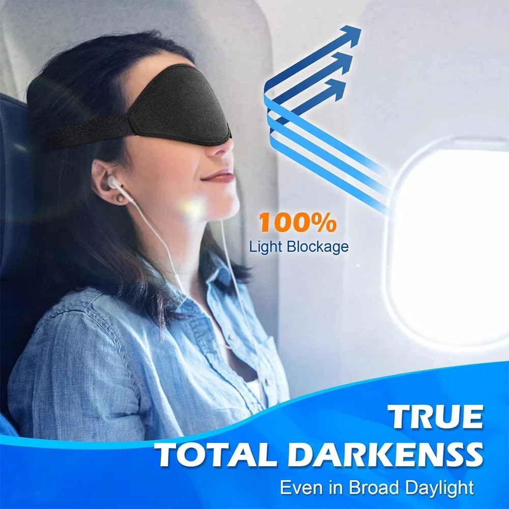 3D 눈가리개 수면 안대, 컵형 디자인, 야간 눈가리개, 빛 차단 눈가리개, 조절 가능한 스트랩 포함, 여행용