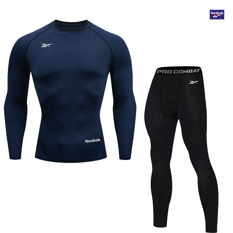 Reebok Men's Compression Long Sleeve T-Shirt Set, Stretch Training Suit, Fitness Workout Compression Top, Sport Shirt, Comfortab - view 3