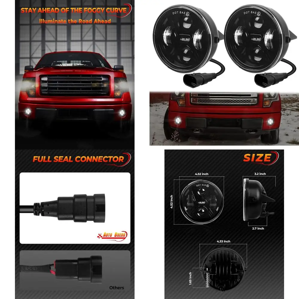 

OEM 40W 4 LED Fog Lights Kit for 2006-2014 Ford F150, DOT Approved, Driving Beam Assembly
