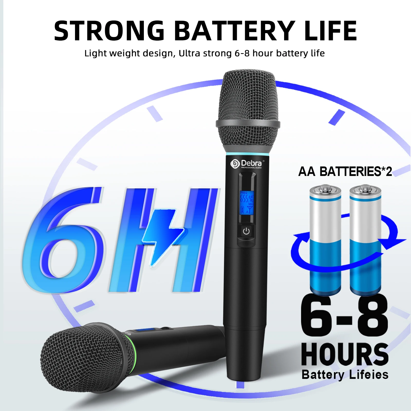 نظام ميكروفون لاسلكي احترافي من Debra UL200H UHF، ميكروفون معدني، إلغاء الضوضاء الذكي، للمرحلة