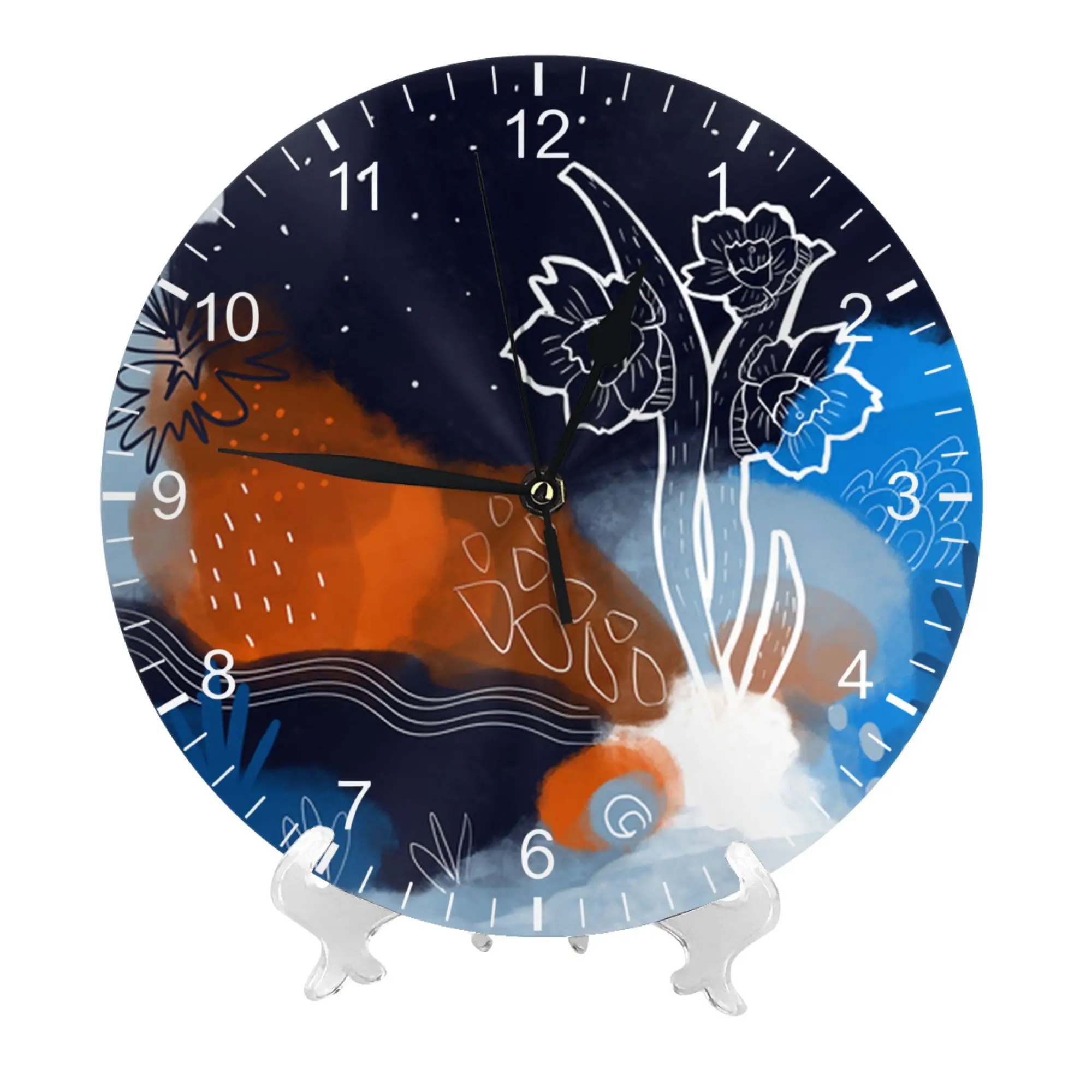 Abstract Watercolor Leaf silent wall clock round wall watch home art decor housewarming gift