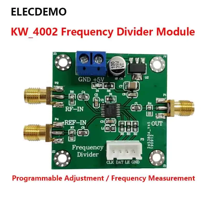 Programmable Frequency Divider Module, Adjustable Division Ratio, HF to LF Converter Board, Low Noise Hi-Precision PCB,KW_4002
