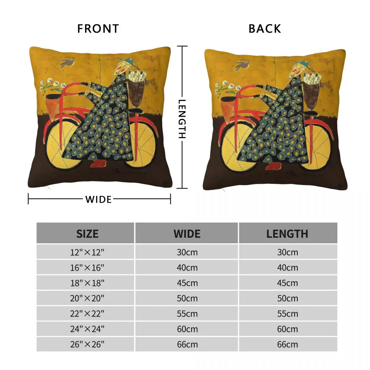 Bicycle Monk With Loveletters Pillowcase Polyester Linen Velvet Pattern Zip Decor Pillow Case Home Cushion Cover