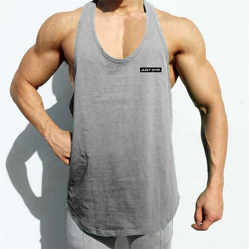 New Brand Gym Clothing Mens Mesh Fitness Stringer Tank Top Men Bodybuilding Singlets Running Vest Workout Sleeveless T-Shirt