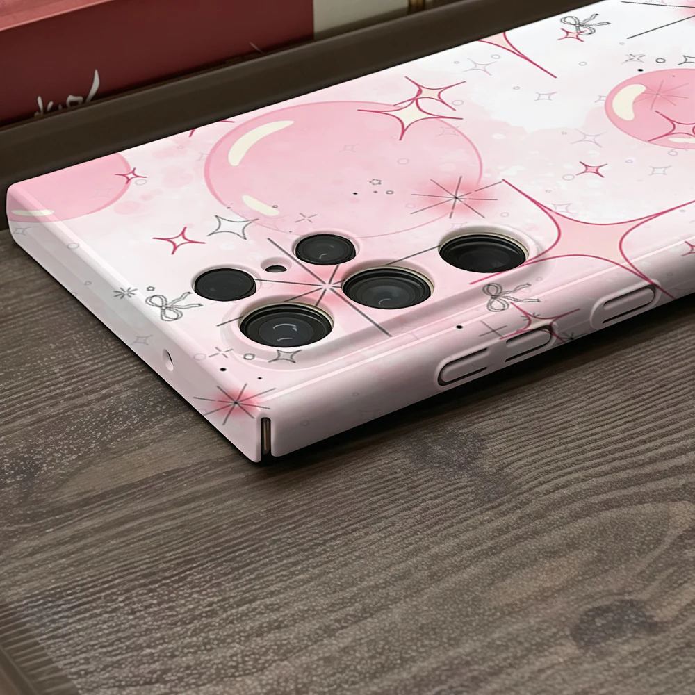 Custodia per telefono Pink Sparkle Bubbles per Samsung Galaxy S25 S24 S23 Ultra Plus A35 A228 Pellicola rigida lucida HD