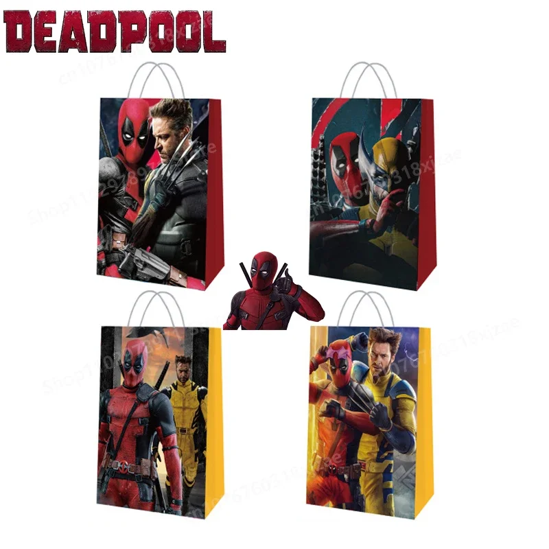 

Dead-pools and Wolverines Themed Birthday Party Decoration Gift Paper Bag Comic Figure Party Supplies Kraft Paper Bag Candy Gift