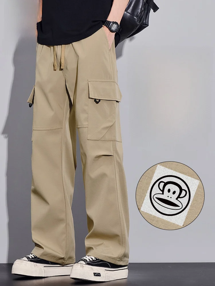 

Мужские летние легкие брюки PaulFrank Ice Silk с охлаждающим эффектом, свободного прямого кроя, повседневные, рабочие, дышащие