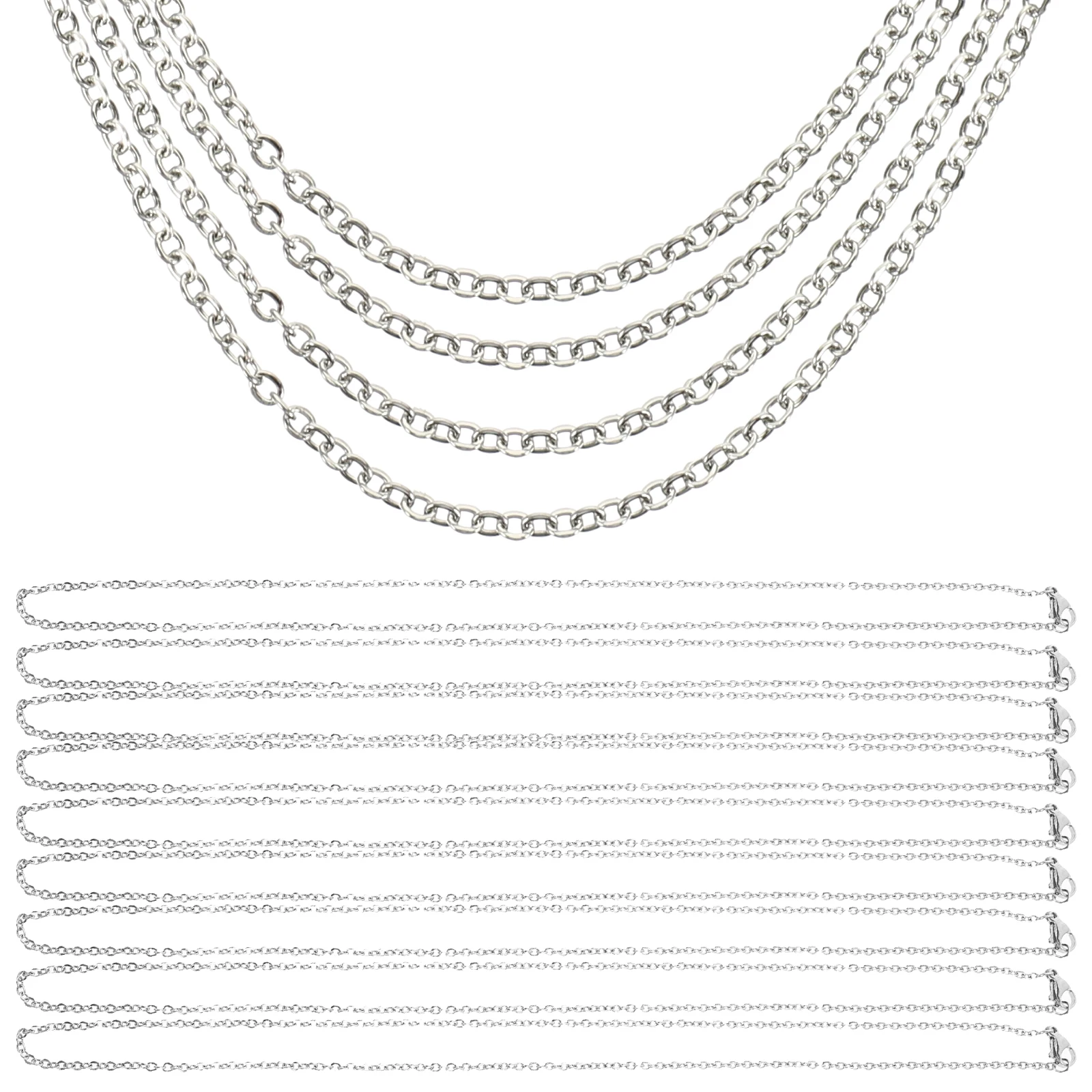 

10 Pcs Steel Necklace Chains Thin Smooth Diy Crafts Accessories DIY Crafts Girls Jewelry Making Supplies Metal Chain Long