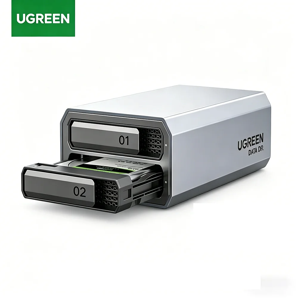 UGREEN 2 Bay RAID Hard Drive Enclosure, Dual Disk Cage with RAID