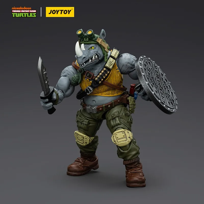 JOYTOY เต่านินจาตัวเลขการกระทําอะนิเมะ 1/18 ขนาด 11.5 ซม.TMNT Beebop Rocksteady ก้องทหารรุ่นตุ๊กตาของเล่นเด็กของขวัญ