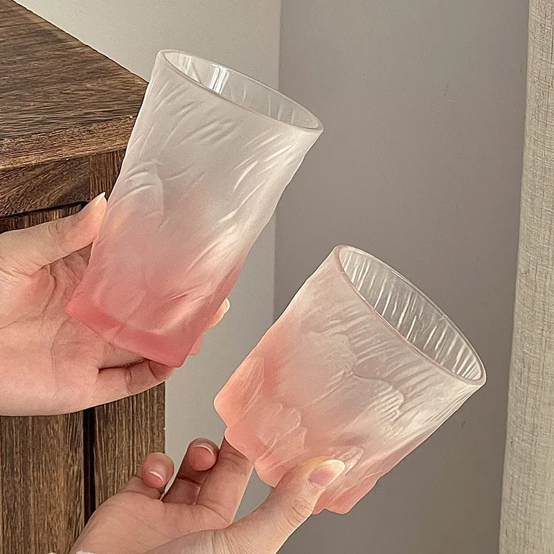 Pink Glass Water Glass for Home Use New High-appearance-level Creative Irregular-shaped Glass for Whisky Home Drinking Utensil