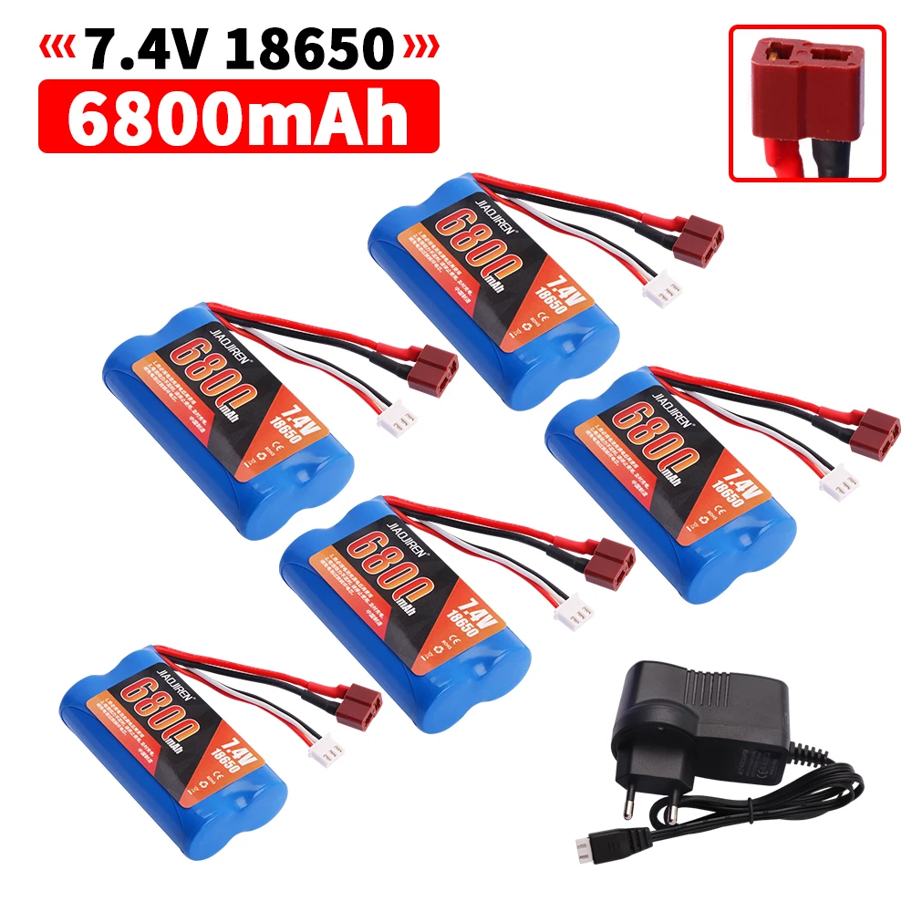 بطارية ليبو 7.4 فولت 6800 مللي أمبير 18650 لـ Q46 Wltoy 10428 12428/12423 X9115 144001   ملحقات قطع غيار السيارات RC بطارية عالية السعة 7.4 فولت