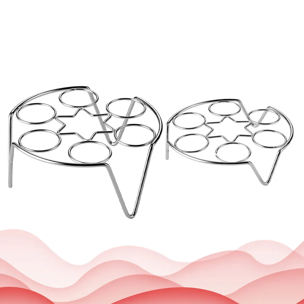 2Pcs Food Grade Stainless Steel Egg Cooking Rack Holds 1-6 Eggs Steaming Rack for Fish Crab Veggies Multi Use Kitchen Tool