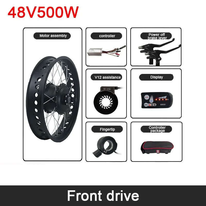 Electric Fat Bike Motor Kit  36V/48V500W Front Drive Motor JN 22A Controller SW900/UKC1/S866 Display Bicycle refit Accessory