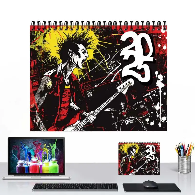 2025 Punk Wall Calendar 12 Month Calendar Rock Style Daily Weekly Monthly Planner Jan Dec 2025 Easy Planning Wall Calendars