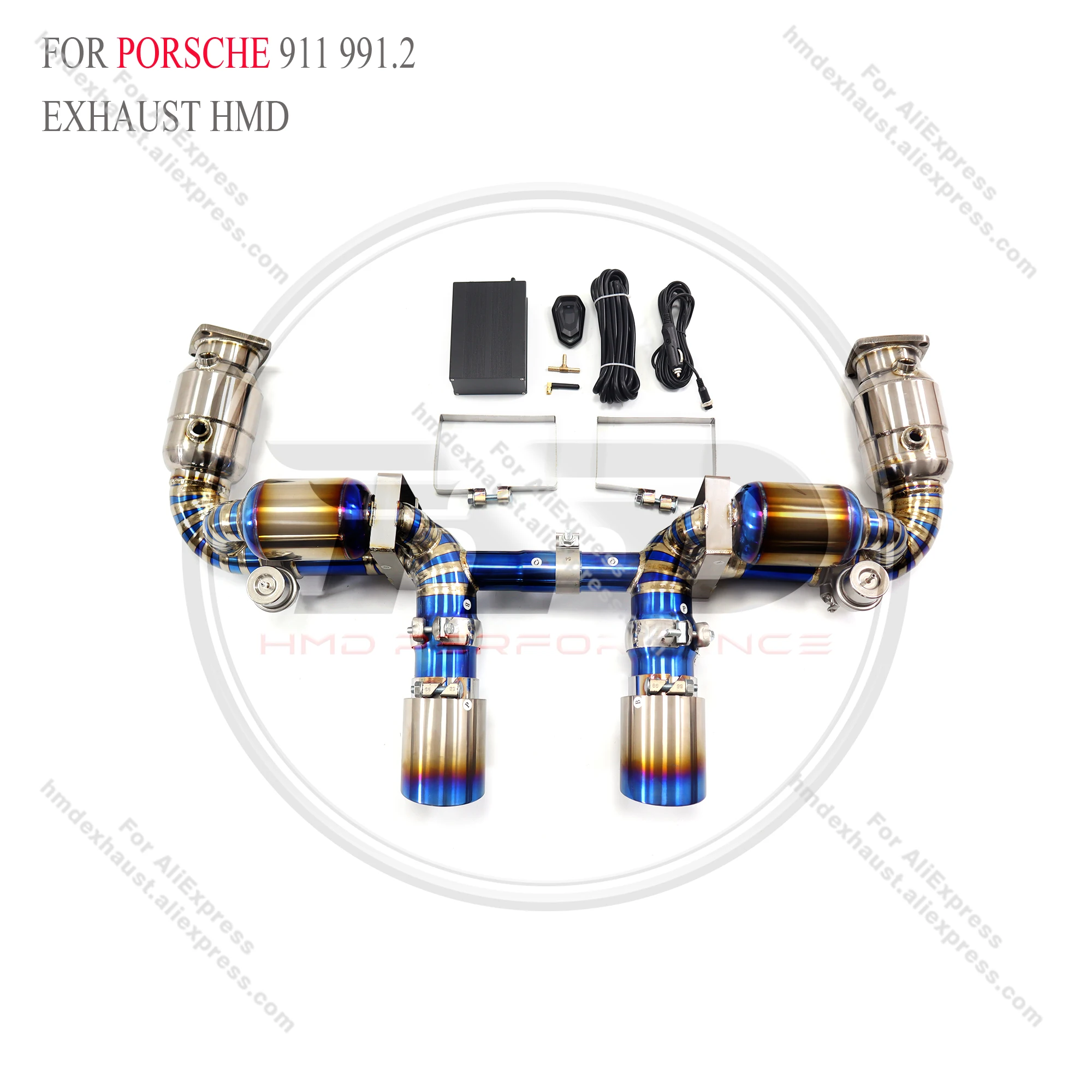 High Quality Catback For Porsche 911 991.2 Upgrade GT3 Titanium Alloy Exhaust System Vacuum Valve Muffler Tips Downpipe HMD