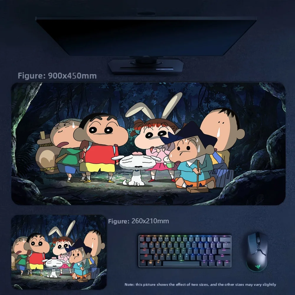 New Office Large Size High Value Tabletop Pad Animation Crayon Shin-chan and His Friends Leather Non-slip Mouse Pad Keyboard Pad
