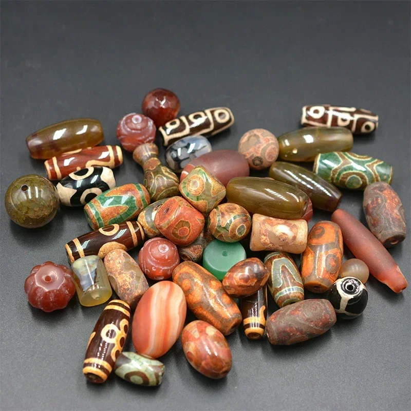 25-30mm Tibetan green Agata Dzi Beads Jewelry Oval natural agates stone spacer loose beads Religion jewelry Making bracelet diy