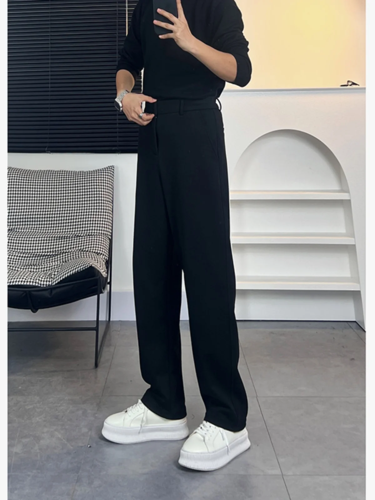 

Cleanfit Bla Straight Leg Drapey Men's Casual Pants Spring Loose Wide Leg Trousers Comfortable Breathable Faionable