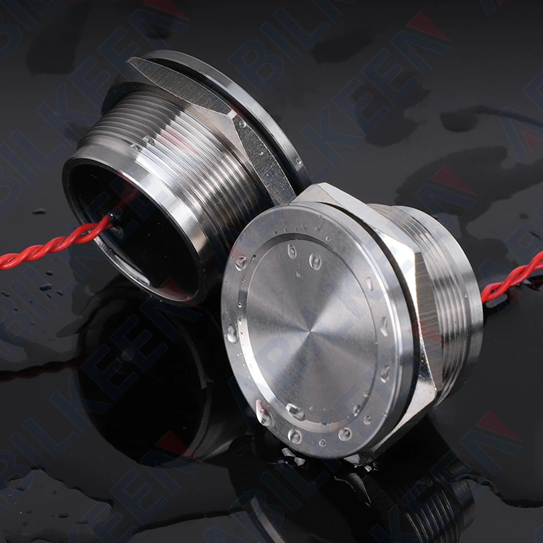 ABILKEEN 304 Stainless Steel Piezo Electric Switch 30MM 1NO Momentary/Latching Touch Pressure-Sensitive Switch IP68 Waterproof