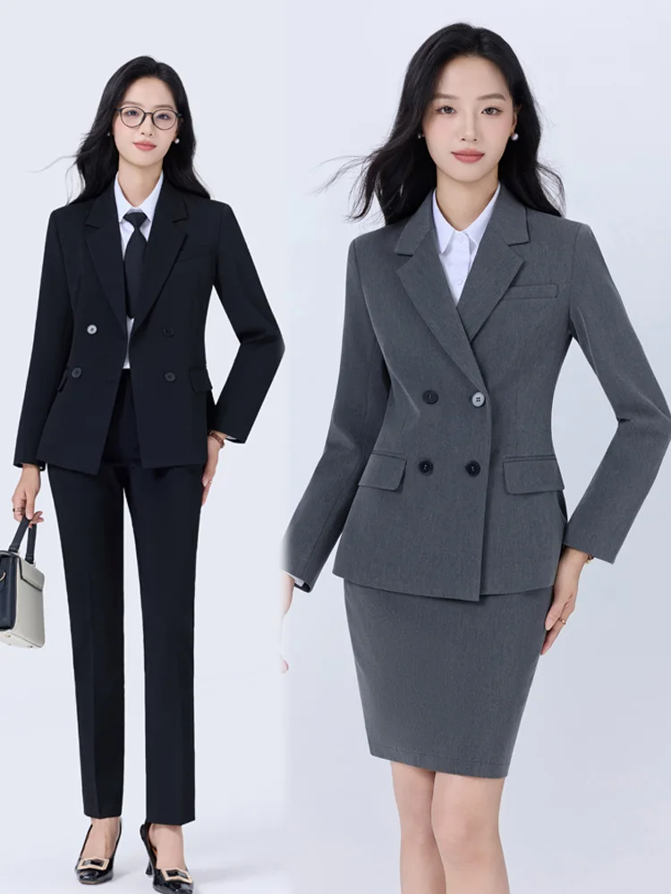 Gray hotel manager suit for women2025New autumn and winter formal attire for jewelry stores, professional workwear