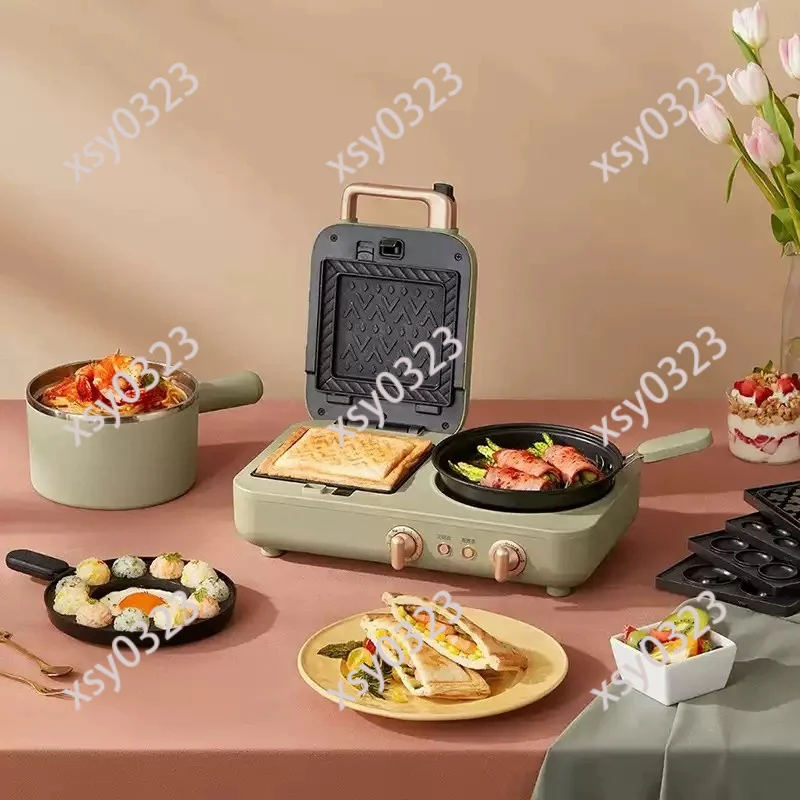 220V 4 In 1 Multifunctional Breakfast Machine, Household Sandwich Toaster & Grill Pan