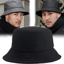 2024 Men Winter Bucket Hat for Women Unisex Fisherman Hat Wool Keep Warm Windproof Solid Color Big Brim Face Smaller Designer