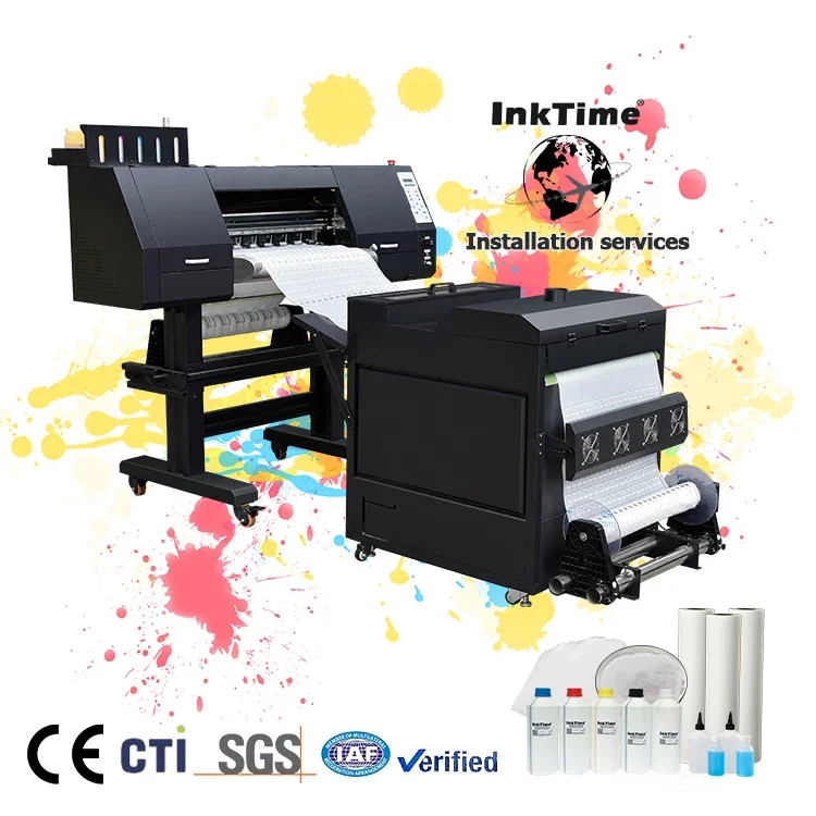 IT-H602 T shirt cotton Textile Printing Machine 60cm EPSN I3200 2 Printhead Dtf Pet Film Printer With With Shake Powder Dryer