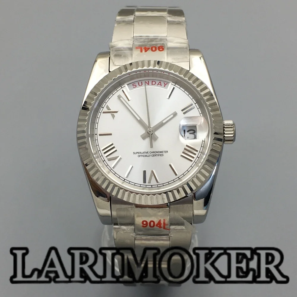 

LARIMOKER Miyota8285 автоматические механические мужские часы 36 мм/39 мм серебряный циферблат с сапфировым стеклом водонепроницаемые наручные часы с датой