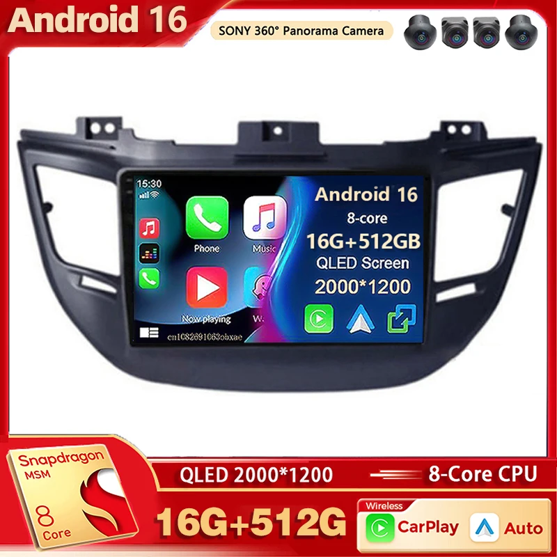 Android 16 Car Radio Multimedia Player For Hyundai Tucson IX35 3 2015 2016 2017 2018 Wireless Carplay Auto BT Car Stereo wifi+4G