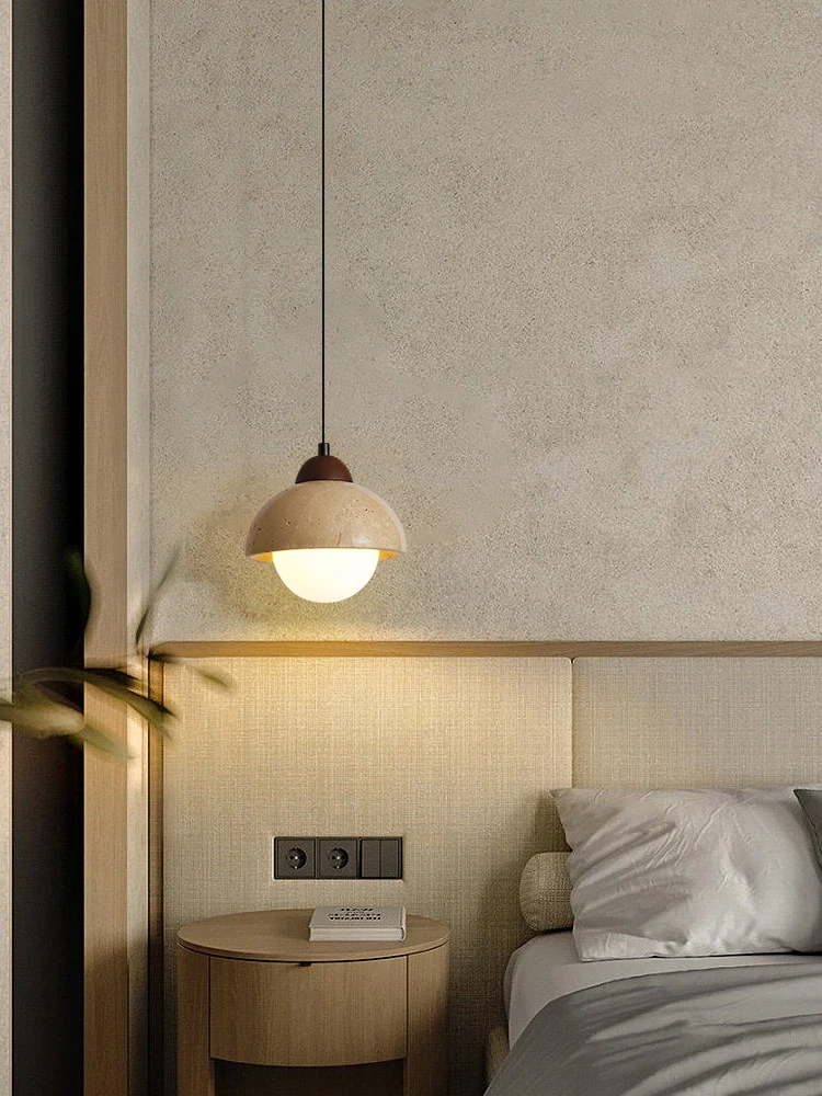 

Stone Minimalist Style Small Pendant Light Indoor Walnut/wood Yellow Pendant Light Living Room Bedroom Coffee Bar Pendant Light