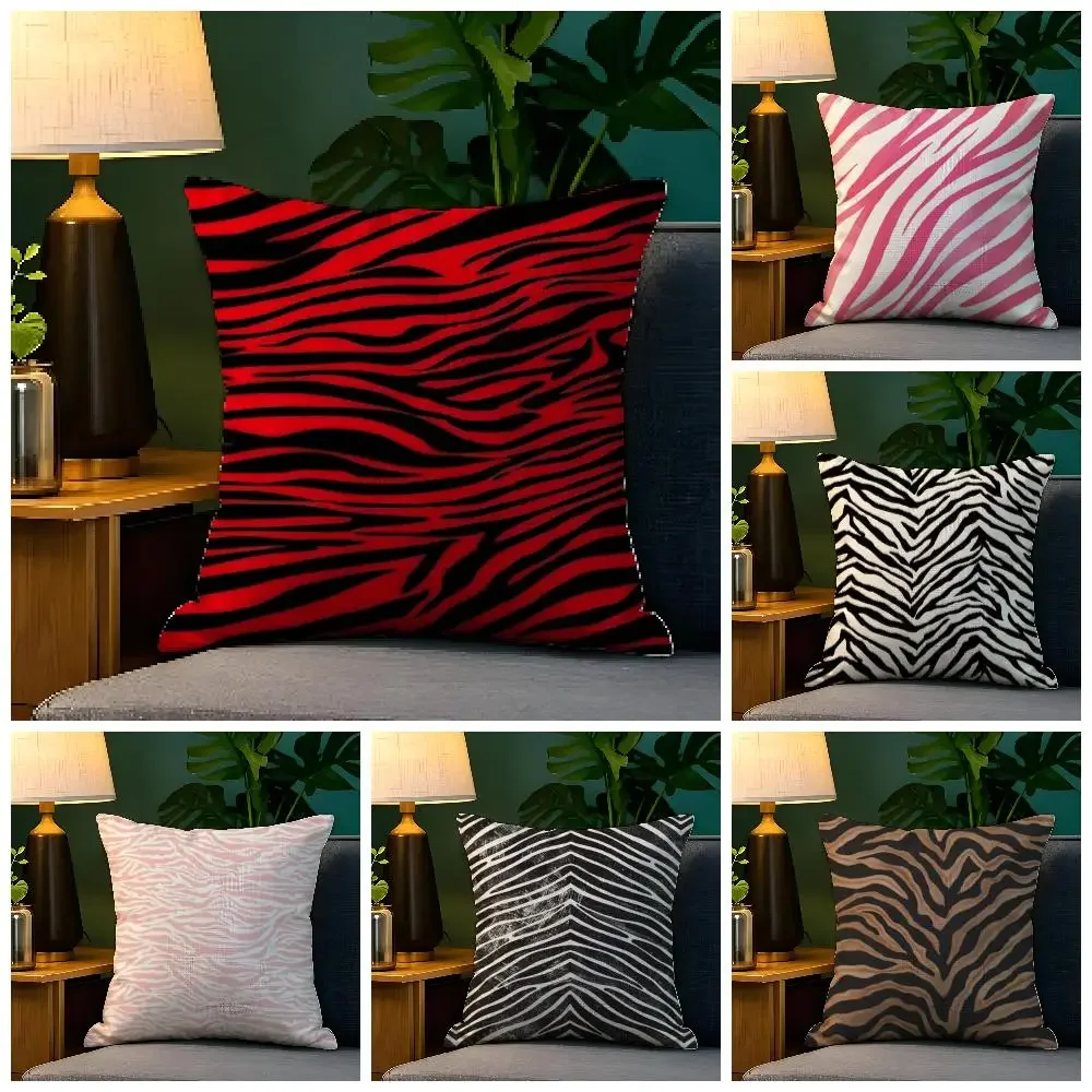 Wild Fashion Zebra Stripes Pillow Case Natural Linen Organic Fabric Double-Sided Printing Sofa Home Decor Gift Pillow Case