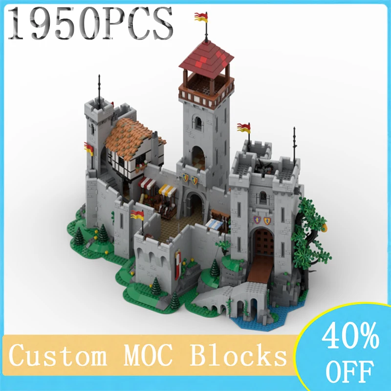 New European Medieval Lion Knight Castle Street View Model MOC Creative Children\'s Assembled Toys Holiday Gift MOC-10305 Blocks