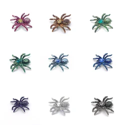 Fashion Cute Little Spider Multi-color Metallic Crystal Rhinestone Vintage Clothes Hat Necklace Brooch Jewelry Enamel Pins