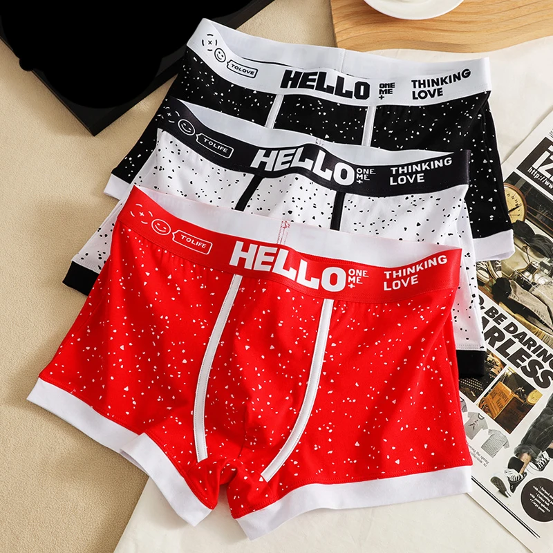 [Bloom the love] Brand HELLO Boxer Men Underwear Hot Print Cotton Boxershort Mens Boxers Man Cuecas Masculina Size M-3XL PB3289