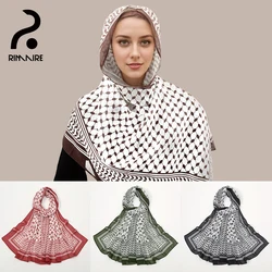 Classic Palestine Hijab for Women Fashion Plaid Turban Scarves High Quality Headband Brown Chiffon Headscarf Shawl Wraps RIMAIRE