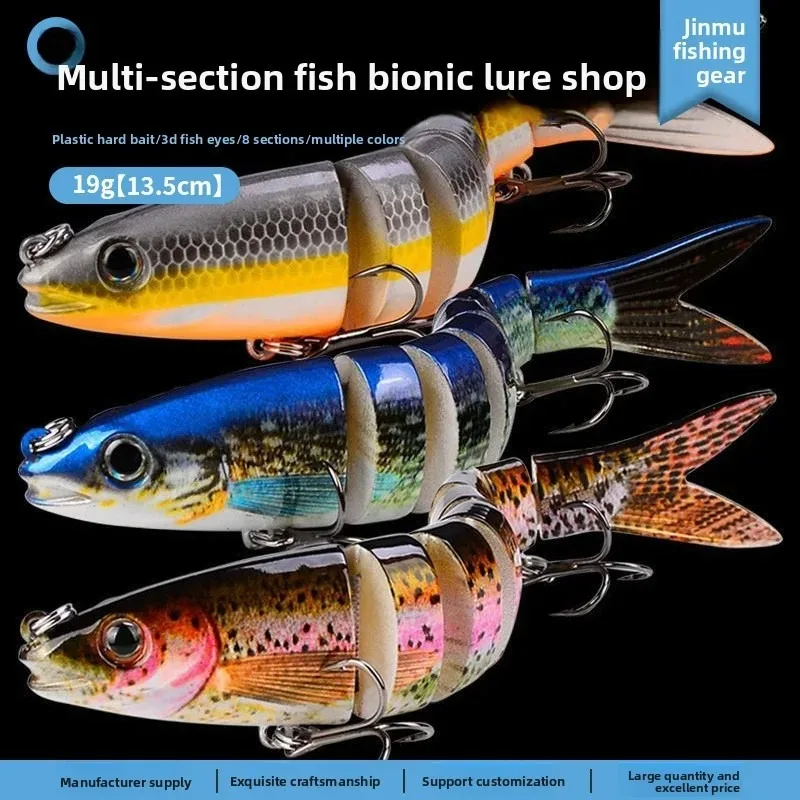 

3 Pieces of Lure 13.5CM/19g Multi Section Fish Simulation Bait Long Throw Submerged Minnow Bass Sea Fishing Tool